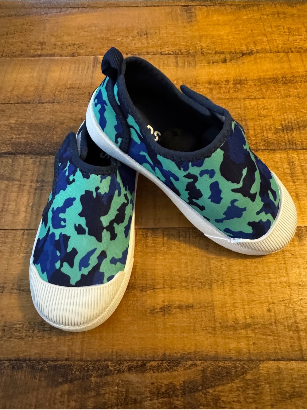 Kids Slip-On Camo Sneakers in Blue and Green